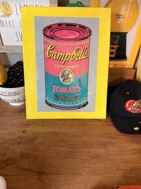Mixed-Media Tomato Soup Art Print in Yellow